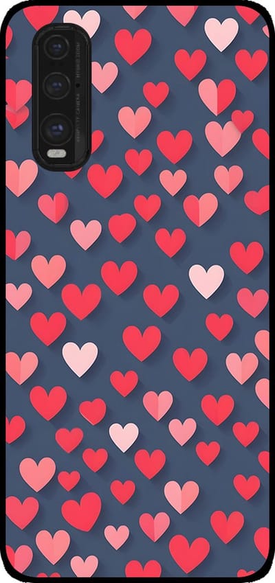 Smartphonica Telefoonhoesje Geschikt voor Oppo Find X2 met Roze en Rode Hartjes Opdruk - TPU Backcover Case With Rosé and Red Heart Design geschikt voor Oppo Find X2