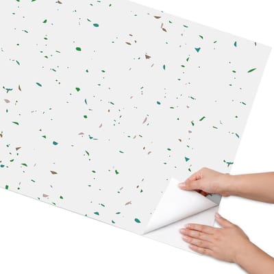 Coloray Meubel Wrap Folie - Wit Meubelfolie - 75x150 cm - Plakfolie Meubels Kleurrijk patroon - Decoratiefolie Zelfklevend - Minimalist Meubelfolie - Meubelfolie Zelfklevend - Badkamer decoratie - Achtergronden en patronen