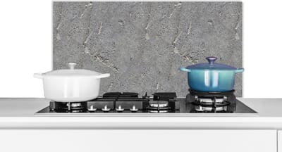 Spatscherm keuken 90x45 cm - Kookplaat achterwand Beton - Patronen - Steen - Muurbeschermer - Spatwand fornuis - Hoogwaardig aluminium