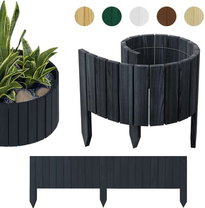 be4nature Rolborder steekhek 100 x 10 cm Grijs van geïmpregneerd grenen – Kleine houten border voor tuin en gazon