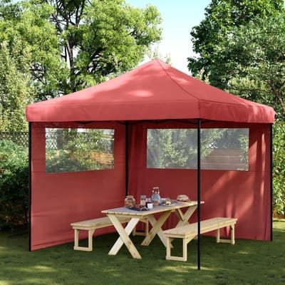 Opvouwbare Partytent - Pop-up Paviljoen - Outdoor Feesten - Inclusief Zijwanden - 3x3 Meter - Bordeauxrood