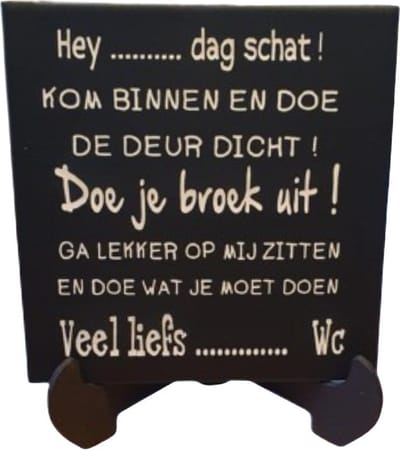 Keramiek spreuken tegel Toilet - wc - Hey schat incl houten stander