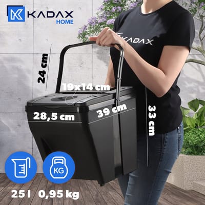 KADAX Afvalscheidingssysteem, modulaire vuilnisemmer van kunststof, recycling-emmer voor keuken en badkamer, sorteerdoos, bio-afvalemmer, afvalsorteerder (3 x 25 l)
