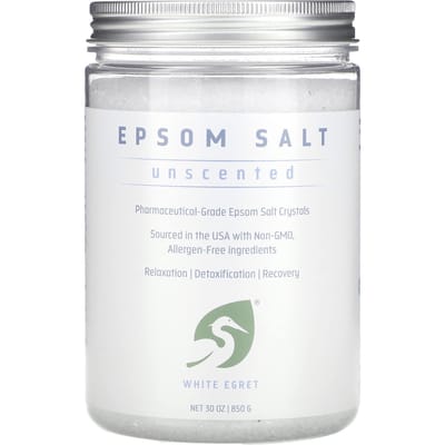 White Egret Persoonlijke Verzorging, Epsomzout, Geurloos, 30 oz (850 g)