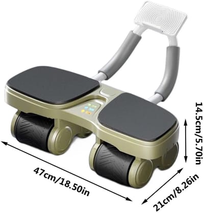 ACEP Buiktrainer met 4 wielen - Ab trainer - Buikspiertrainers - Ab roller - Push up bord - Push up board - Opdruksteunen - Legergroen
