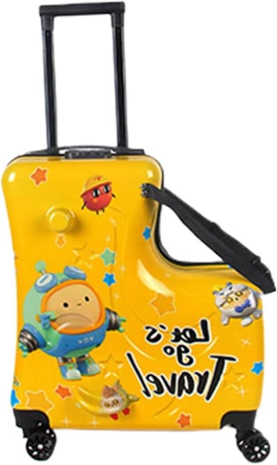 Kinder Koffer - Handbagage Kinderen - Reizen met plezier - Rijdbaar ontwerp - 42x22x54cm - Geel