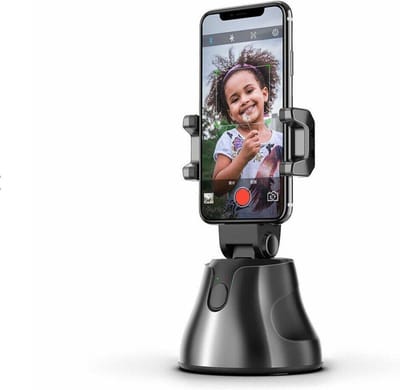 Telefoonhouder Auto Object Tracking - LB-463 - 360 graden Roterend - Selfie - Facetime - Portrait Foto's - Camera Telefoon Houder - Bureau accessoire - Zoom meeting - Bureau Blad Statief Geschikt voor: Iphone / Samsung - Zwart