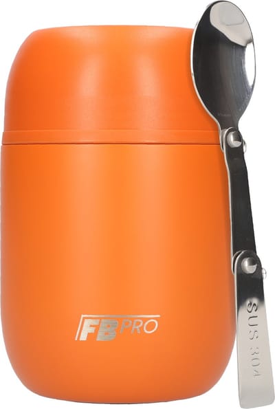 Thermos Voedselcontainer met Lepel - Thermoskan - Voedsel container voor noodles, soep, havermout, ijs, babyvoeding en meer! - Yoghurt beker to go - Thermosbeker voor het meenemen van eten - Oranje - 420ml