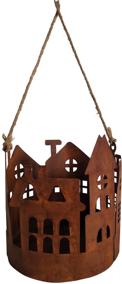 UNUS® Hanglantaarn roest metaal met jute koord 20 cm