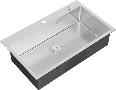 Cecipa Max Handgemaakte RVS Spoelbak - 75×45 cm - Gebürstet - Incl. Vierkant Rolgordijn - Opbouw/Inbouw