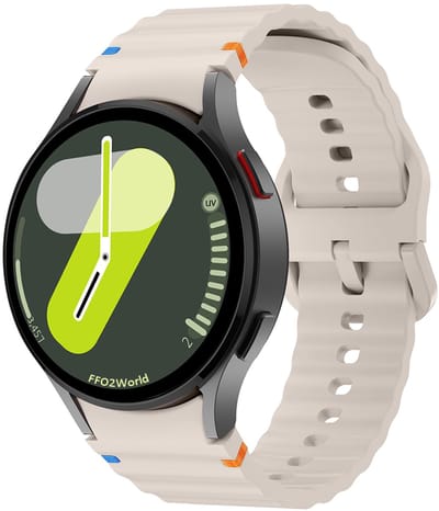 Stravo Samsung Galaxy Watch Bandje – Siliconen Wave Sportbandje – Geschikt voor Galaxy Watch 7 (40/44mm) / 6 (Classic) / 5 (Pro) / 4 (Classic) – 20mm Horlogeband – Sterrenlicht