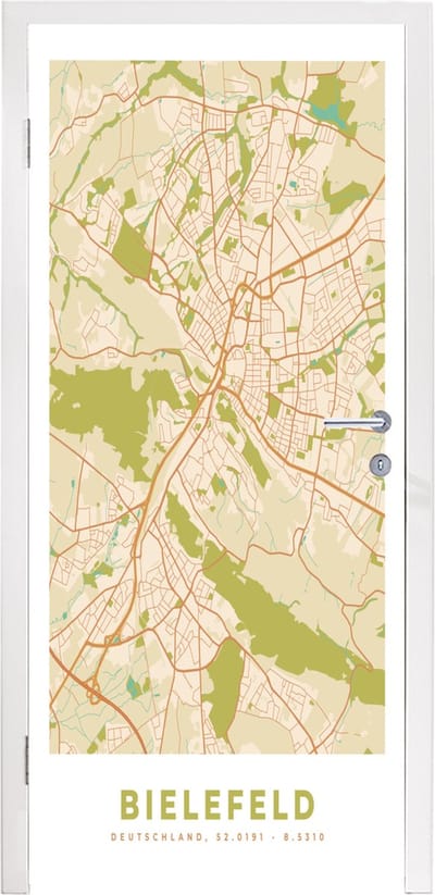Deursticker Kaart - Bielefeld - Vintage - Stadskaart - Plattegrond - 95x235 cm - Deurposter