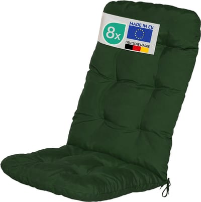 Beautissu Flair HL - Set van 8 Tuinkussen Hoge Rug - 120x50x8cm - Donkergroen - Tuinkussen in Matraskussen Kwaliteit