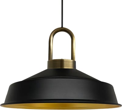 Bamyum Asletl-Lock Hanglamp Industrieel van Metaal Ø40 cm, Vintage Hanglamp, E27, Zwart Lamppendel