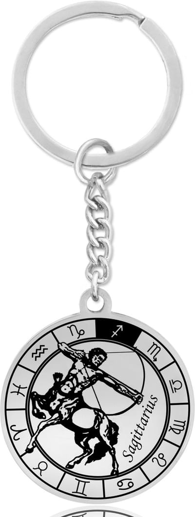 Sterrenbeeld Boogschutter (Sagittarius) Sleutelhanger – Spiritueel Cadeau van Roestvrij Staal – Zilverkleurig – Pax Amare