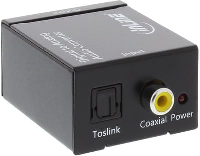 InLine® Audio DA converter, ingang Toslink of Cinch, uitgang 2x Cinch stereo