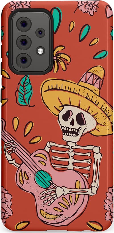 Casetastic hoesje geschikt voor Samsung Galaxy A52 (2021) 5G / Samsung Galaxy A52 (2021) 4G - Dubbellaagse bescherming - Muziekbot - Fashion Case - Terracotta Taupe