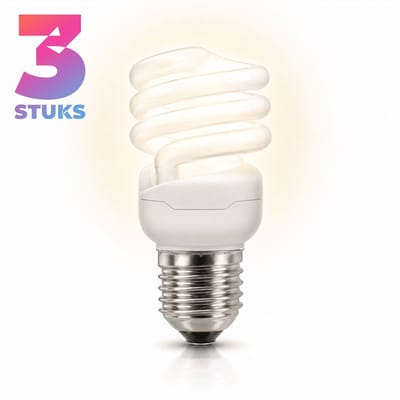 3x Spiraal Spaarlamp E27 - 24W - Warm Wit Licht (2700K) - 1615 lm - 8 jaar - Niet Dimbaar - Bespaar op energiekosten