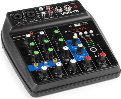 Mengpaneel USB - Vonyx VMM100 - Audio mixer 4-kanaals met Bluetooth en USB mp3 speler