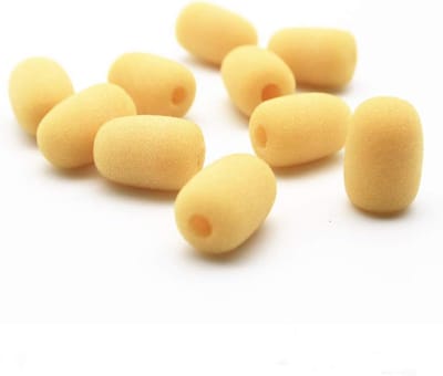 SnelShoppen - Foam Cover Windscherm Microfoon Geschikt voor Hoofdset Microfoon, 5mm Binnenmaat, Oorhaak Microfoons (10 Stuks) Beige