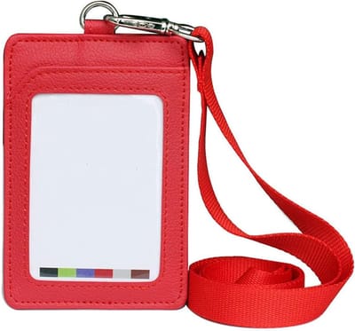 Kaarthouder Set - Naambordje Houders - Veilige Identificatie - Waterdicht Voorvak - 11x7.5 cm - Rood