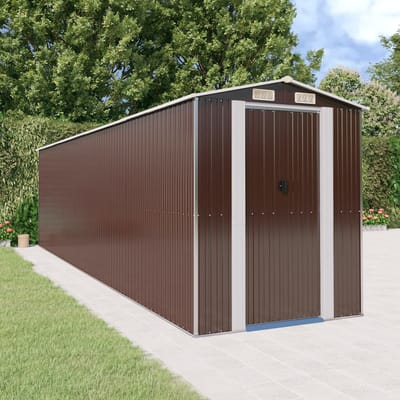 vidaXL - Tuinschuur - 192x772x223 - cm - gegalvaniseerd - staal - donkerbruin