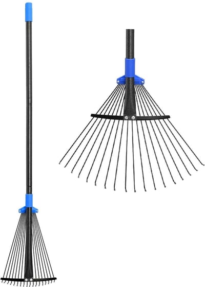 Allecto - Tuinhark - Bladhark voor het reinigen van tuin en binnenplaats - 150 cm - Ideaal voor bladeren en dennenstro - Metalen handgreep - Geschi...