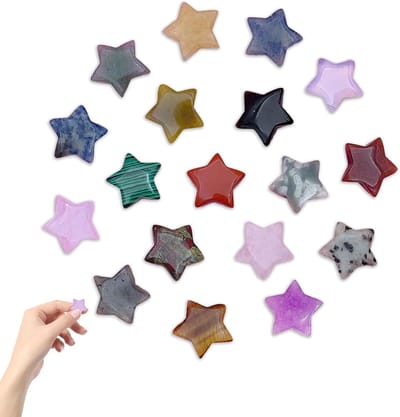 18-delige set stervormige kristallen, 2 cm multicolored geneeskrachtige stenen, energie kristallen voor meditatie, balans en decoratie, perfect als cadeau
