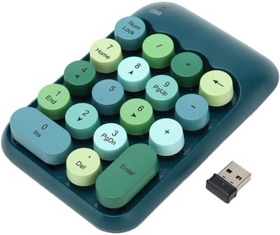 OmGoods - Dailygoody - USB Numeriek Toetsenbord - Draadloos Numpad - Compact en gebruiksvriendelijk - Donkergroen - Mechanisch toetsenblok - Geschikt voor lapto