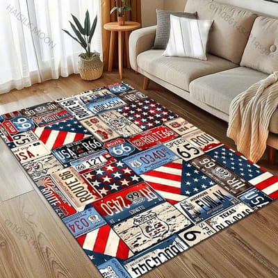 Amerikaans Snelwegbord Print Tapijt voor Slaapkamer Woonkamer Bedzijde Bank Vloermat Moderne Huisdecoratie Gebiedskleed Groot Formaat 70x100cm (28x39in)