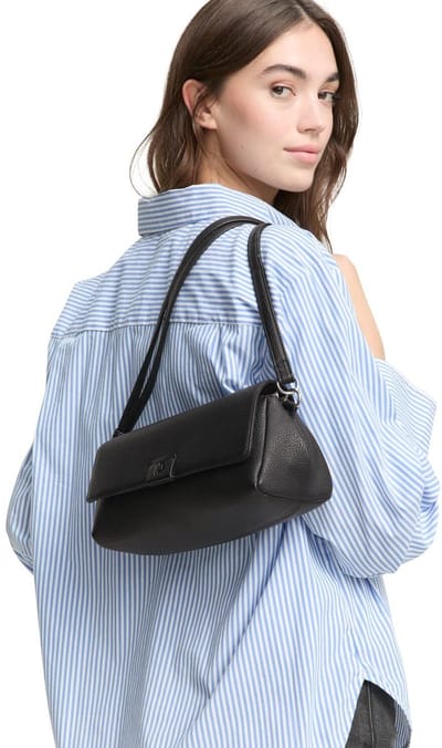 TOM TAILOR schoudertas Manuela Flap Bag No Zip Black zwart