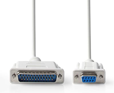 Nedis Seriële Kabel - D-SUB 25-Pins Male - D-SUB 9-Pins Female - Vernikkeld - 2.00 m - Rond - PVC - Ivoor - Label