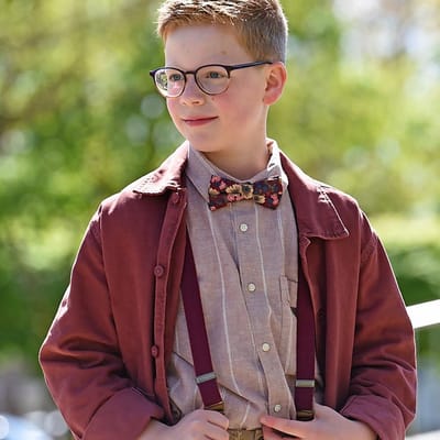 Sir Redman - Strikken - kinderstrik Vintage Flower bordeaux - bordeauxrood / beige / blauw / groen