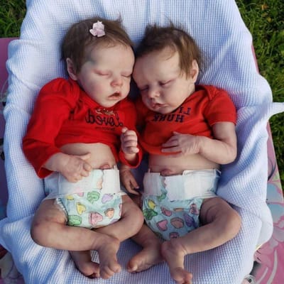 RXDOLL Twin Reborn Babypoppen Siliconen Full Body Jongen en Meisje 18 inch Realistische Pasgeboren Poppen die Echt Leven Volledige Siliconen Babypop Wortelen Haar Levensechte Reborn Twins Poppen