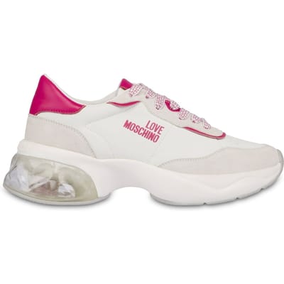 Moschino Crystal Love Calfskin And Split Leather Sneakers White Maat: 35 | Sneakers Outlet | Dames | Roze