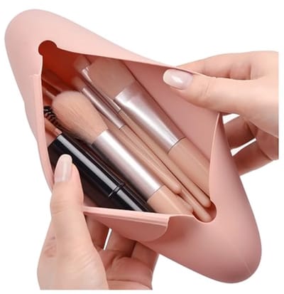 Premium reismake-upborstelhouder met magnetische sluiting - Roze Make-up Brush Case voor onderweg