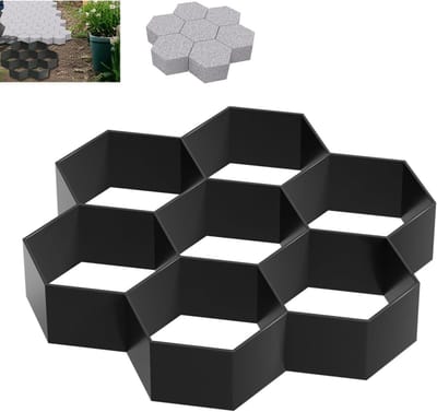 Beton Vorm - Bestratingsvorm Tuin - Tuinpad Maken - 7 Kamer Ontwerp - 29 x 28 x 4 cm - Zwart