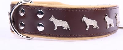 Dog's Companion - Leren halsband - duitse herder - bruin/naturel - 60-73cmx50 mm - Lengte: 75cm (50 mm), Kleur: Bruin / Naturel