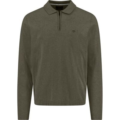 Fynch-Hatton Polo Zip Superflex Subtle Mélange Donker Khaki / male