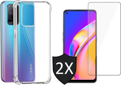 Hoesje geschikt voor Oppo A94 5G - Shock Proof Case - 2x Screenprotector Glas Screen Protector