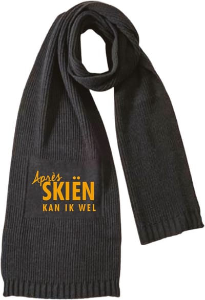 Après skiën kan ik wel Sjaal zwart - Fluor oranj - soBAD. - Wintersport - Winter - Unisex - 100% Acryl - 180x30 cm
