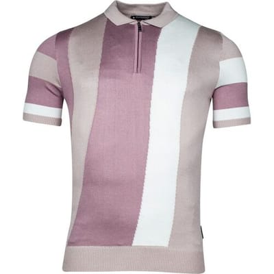 Giordano Polo Enzo Knitted Vertical Diagonal Stripe Zip Mauve / male