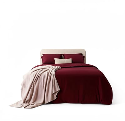Coco & Cici - Eco Bamboe Sateen Dekbedovertrek Bordeaux - 140x220 + 1 kussensloop 60x70