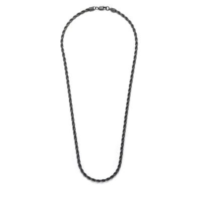 Frank 1967 7FN-0054 Stalen Koordcollier Heren - Antraciet - 60 cm - 4 mm - Heren Ketting