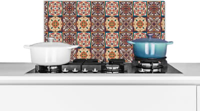 Spatscherm keuken 60x30 cm - Kookplaat achterwand Vector - Tegel - Abstract - Patroon - Muurbeschermer - Spatwand fornuis - Hoogwaardig aluminium