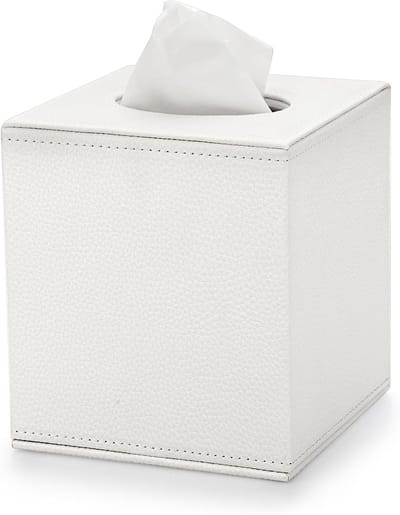 Stijlvolle PU Leren Cube Tissuehouder - Vierkante Tissuebox voor Thuis en Kantoor, Luxe en Functioneel Design, Wit