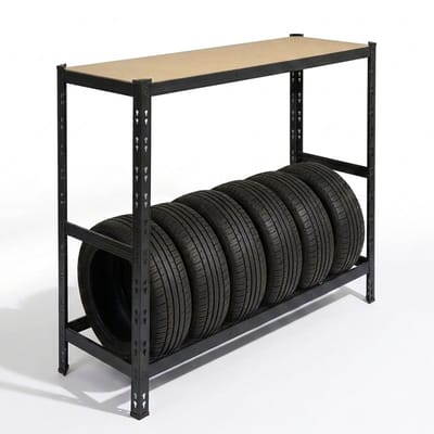 Bandenrek - voor 6 banden - 110 x 120 x 40 cm - zwart