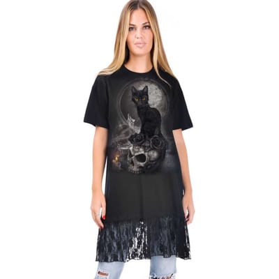 Alchemy England T-shirt - Black Cat - S tot L - voor Vrouwen - zwart