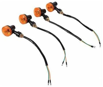Een set van 4 12V motorfietsknipperlichten – amberkleurige indicatielampjes – met schroefdraadbevestigingsassen voor eenvoudige montage – hoogwaardig kunststof