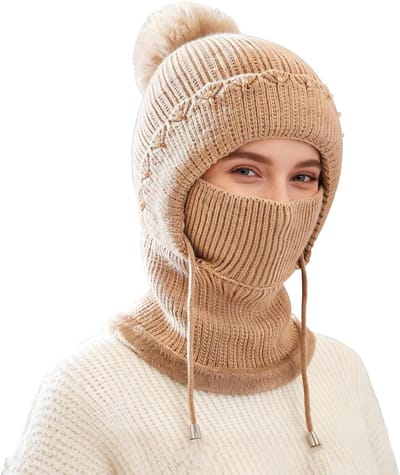 Vrouwen Winter Balaclava, Multifunctionele Fleece Hoed, Warm Ski Masker met Nekbescherming voor Buitenactiviteiten en Sporten